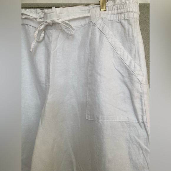 LOFT White Cotton/Linen Extra Wide Leg Pants Size XL - Picture 3 of 9